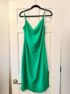 Rolla Coster Bright Green Cowl Neck Midi Slip Dress